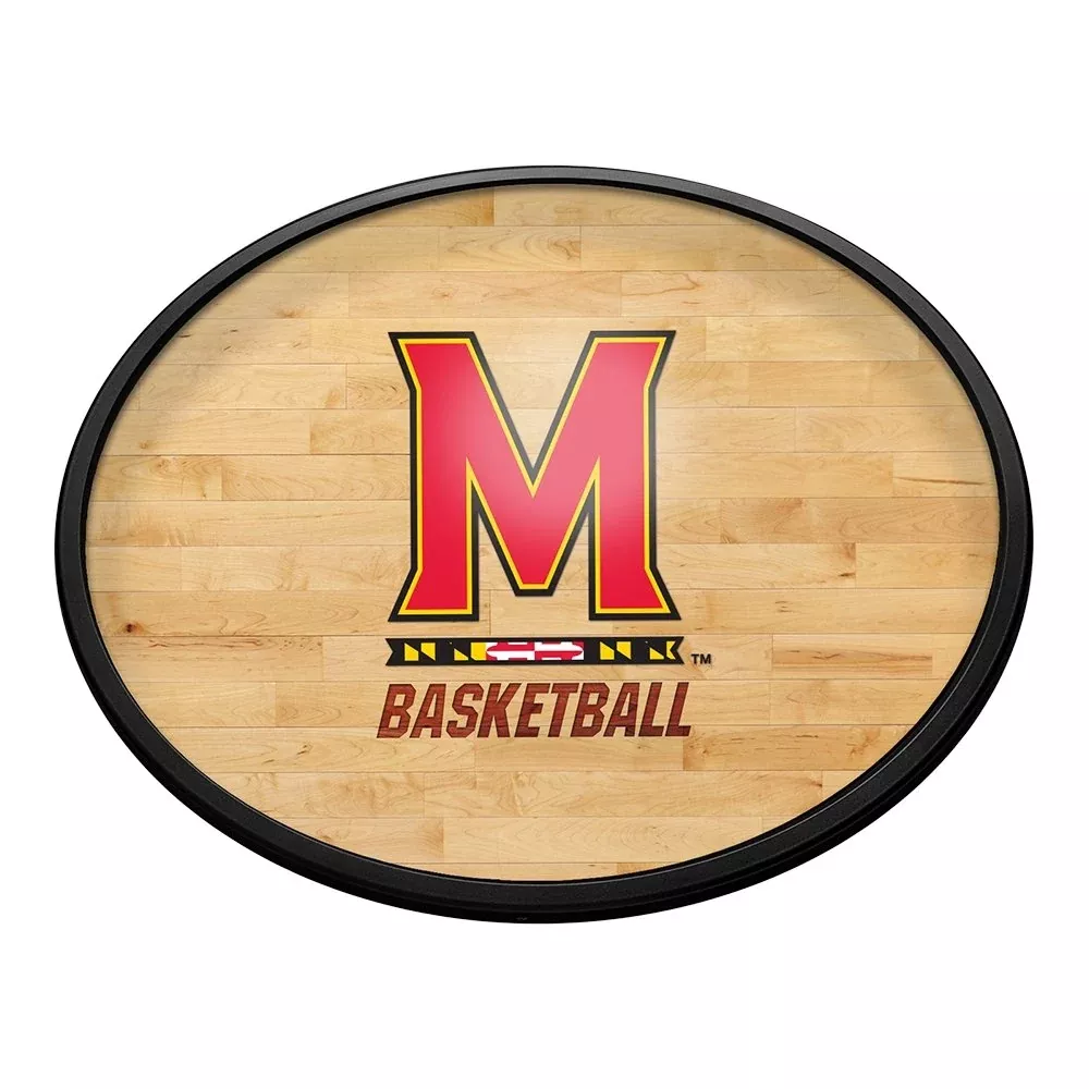 Maryland Terrapins: Hardwood - Oval Slimline Lighted Wall Sign