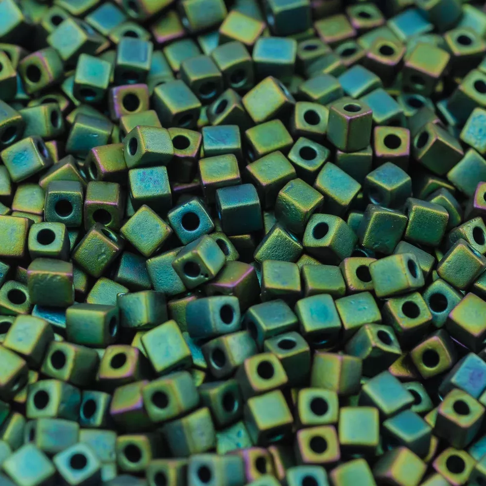 Matte Metallic Dk Green Iris Miyuki Cube Bead