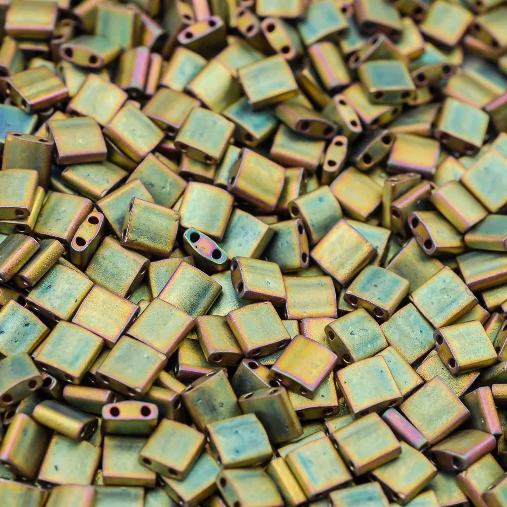 Matte Metallic Khaki Iris Miyuki Tila Bead
