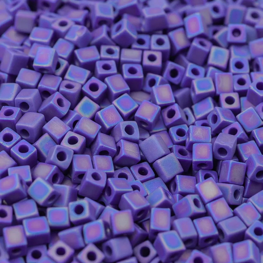 Matte Opaque Cobalt AB Miyuki Cube Bead