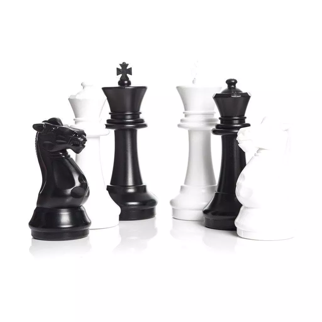 Megachess Large Premium Chess Set With 16 Inch Tall King Black And White With Quick Fold Nylon Mat