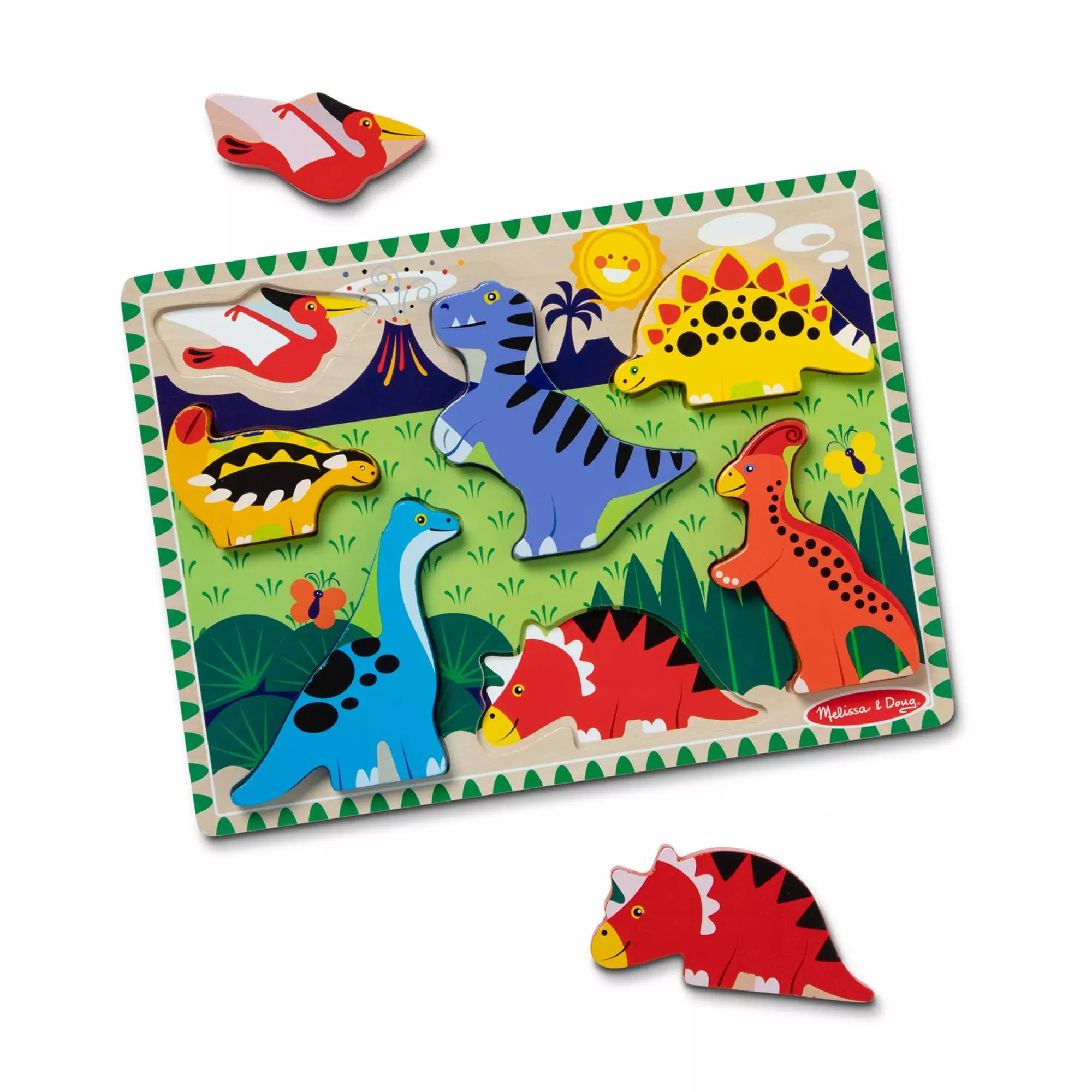 Melissa & Doug Dinosaur Wooden Chunky Puzzle (7 Pcs)