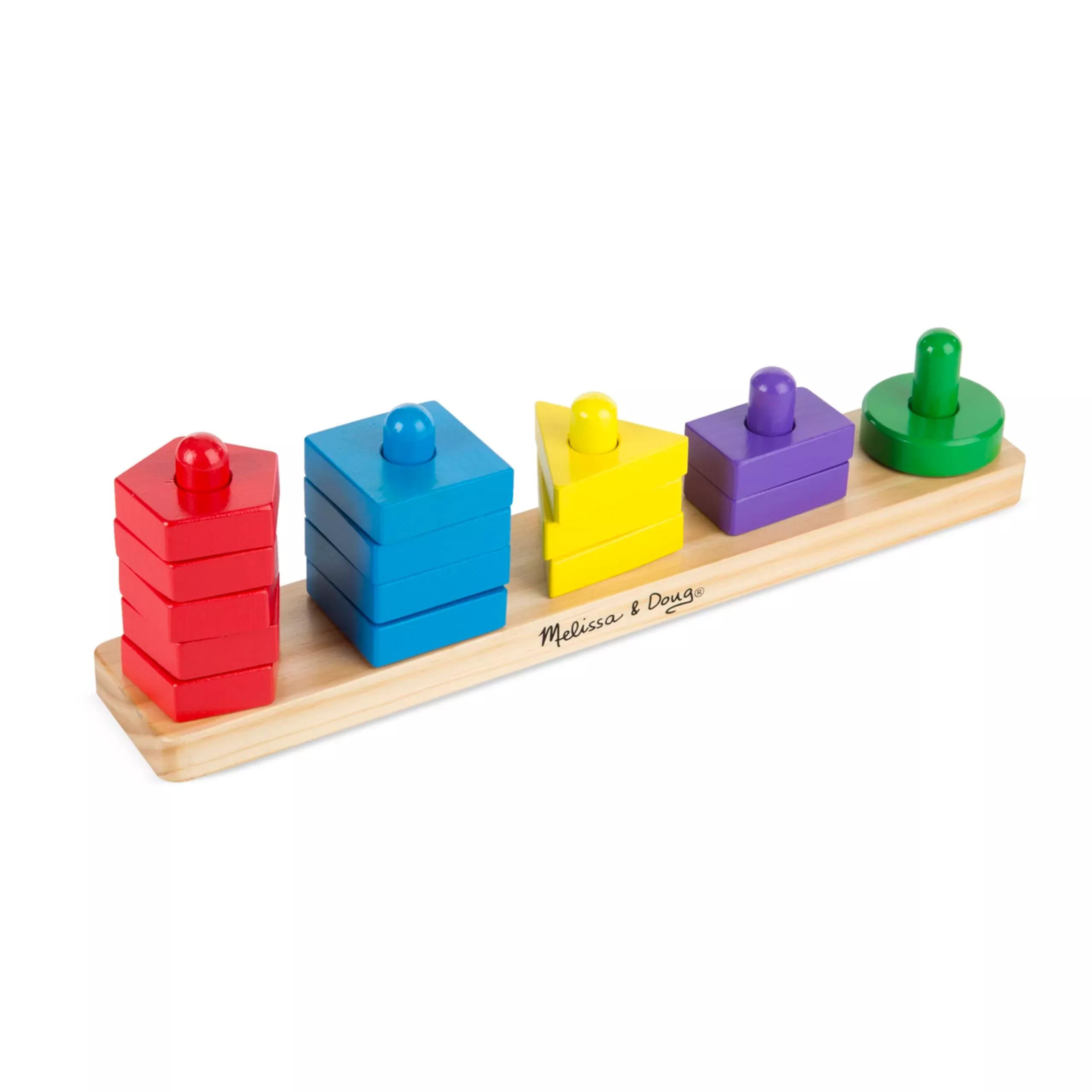 Melissa & Doug Stack And Sort Board - Wooden Educational Toy For Age 2+ Years With 15 Solid Wood Pieces