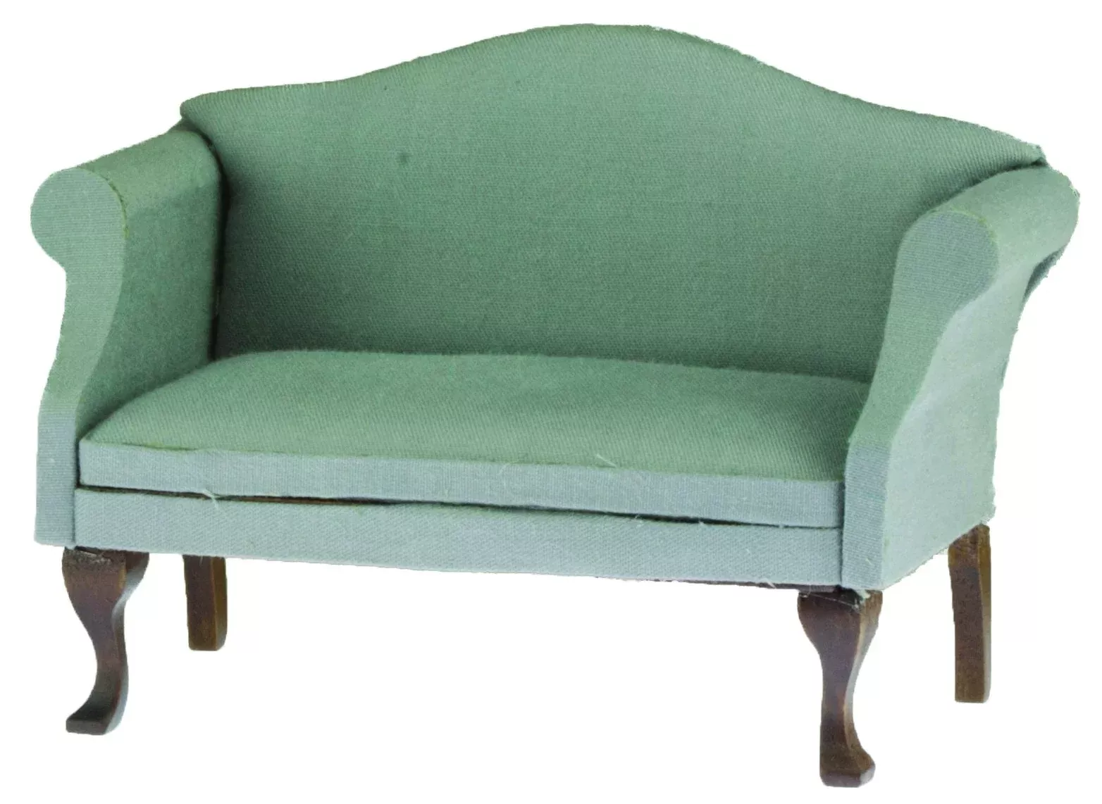 Melody Jane Classics By Handley Dollhouse Sofa, Walnut With Gray Fabric
