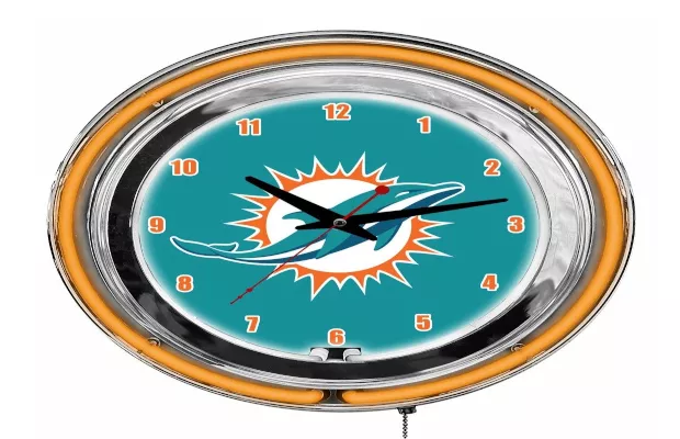 Miami Dolphins 14 Inch Neon Clock For Sale – Game Room Gorilla
