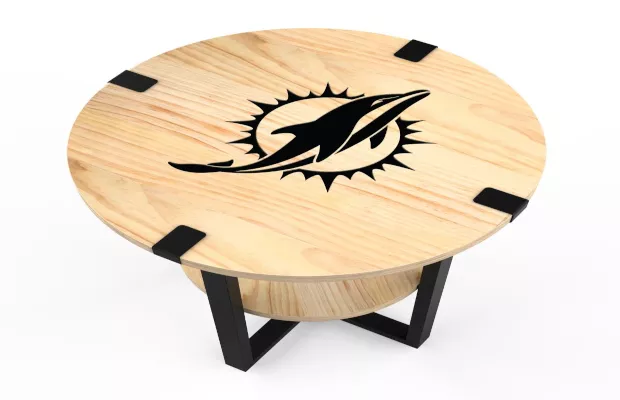 Miami Dolphins Side Table With Charger For Sale – Game Room Gorilla