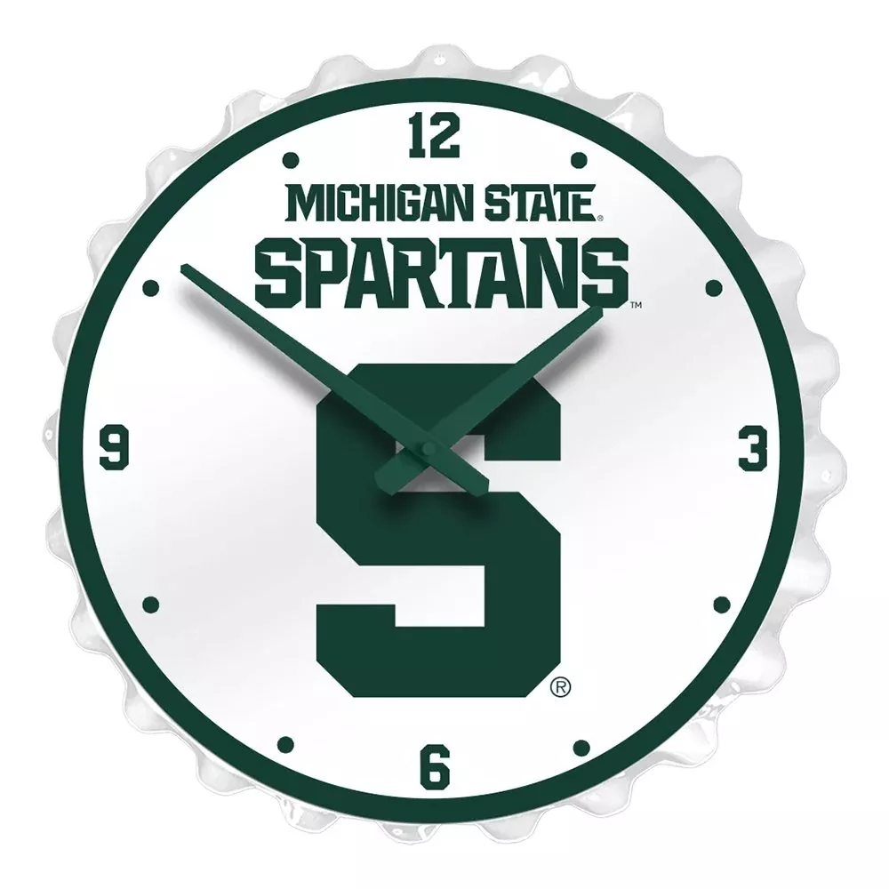 Michigan State Spartans: Block S - Bottle Cap Wall Clock
