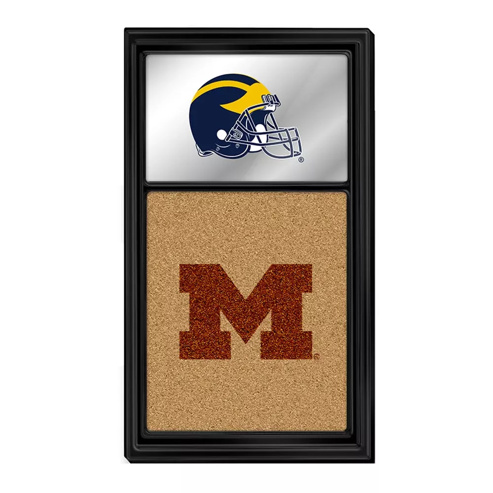 Michigan Wolverines: Dual Logo - Mirrored Cork Note Board