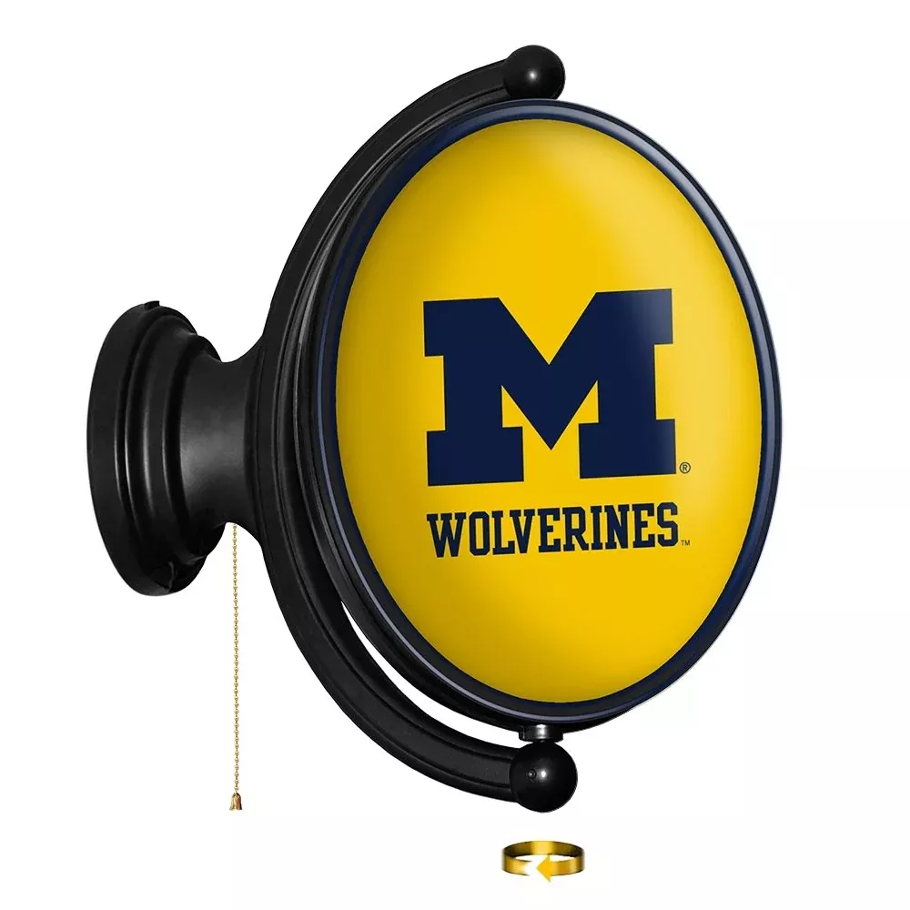 Michigan Wolverines: Maize - Original Oval Rotating Lighted Wall Sign