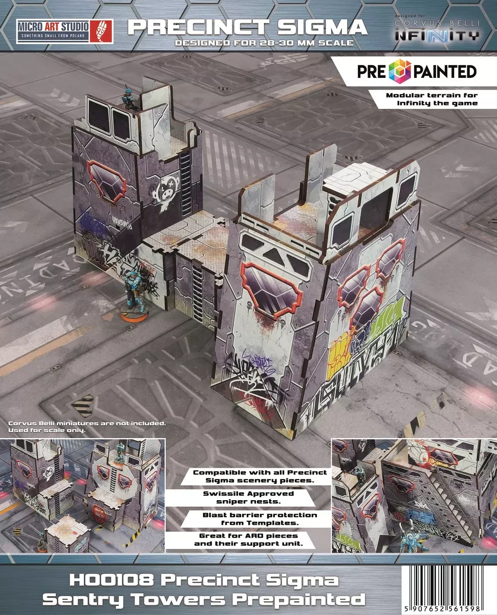 Micro Art Studio - Infinity Scenery - Precinct Sigma Sentry Towers 2 - Prepainted Grey