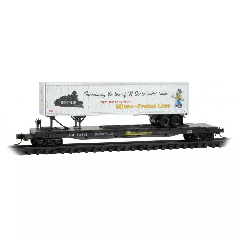 Micro Trains Line N Scale 57' Converted TOFC Flat Car with Trailer Med