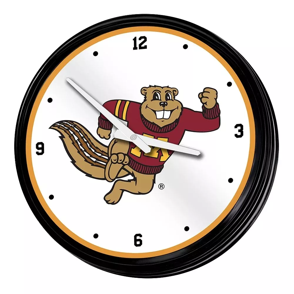 Minnesota Golden Gophers: Goldy Tail - Retro Lighted Wall Clock