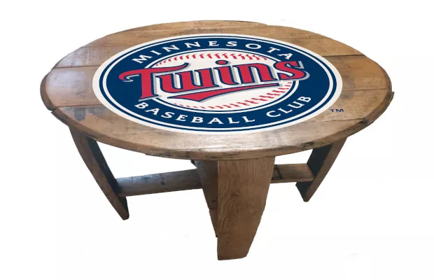 Minnesota Twins Oak Barrel Table For Sale – Game Room Gorilla