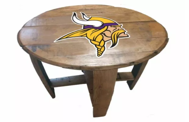 Minnesota Vikings Oak Barrel Table For Sale – Game Room Gorilla