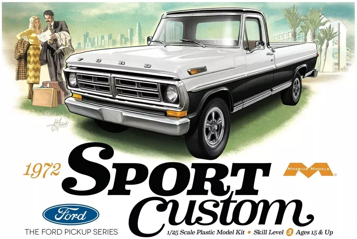 Moebius Models 1220 1/25 1972 Ford Sport Custom Pick-up Truck Skill Level 3 Model Kit