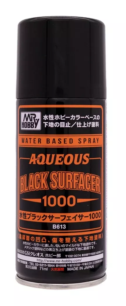Mr Hobby - B613 - Aqueous Surfacer Black 1000 Spray - 170ml