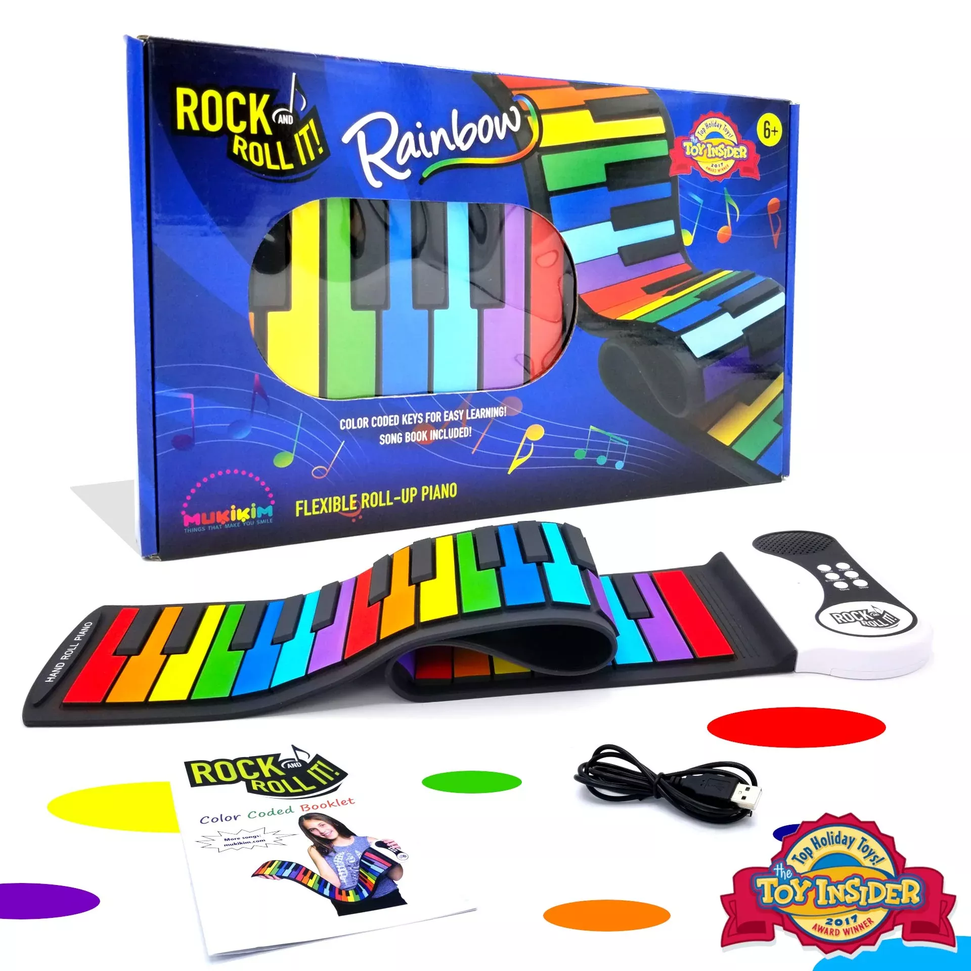 MUKIKIM Portable Rainbow Piano Keyboard 49 Keys Multi-color