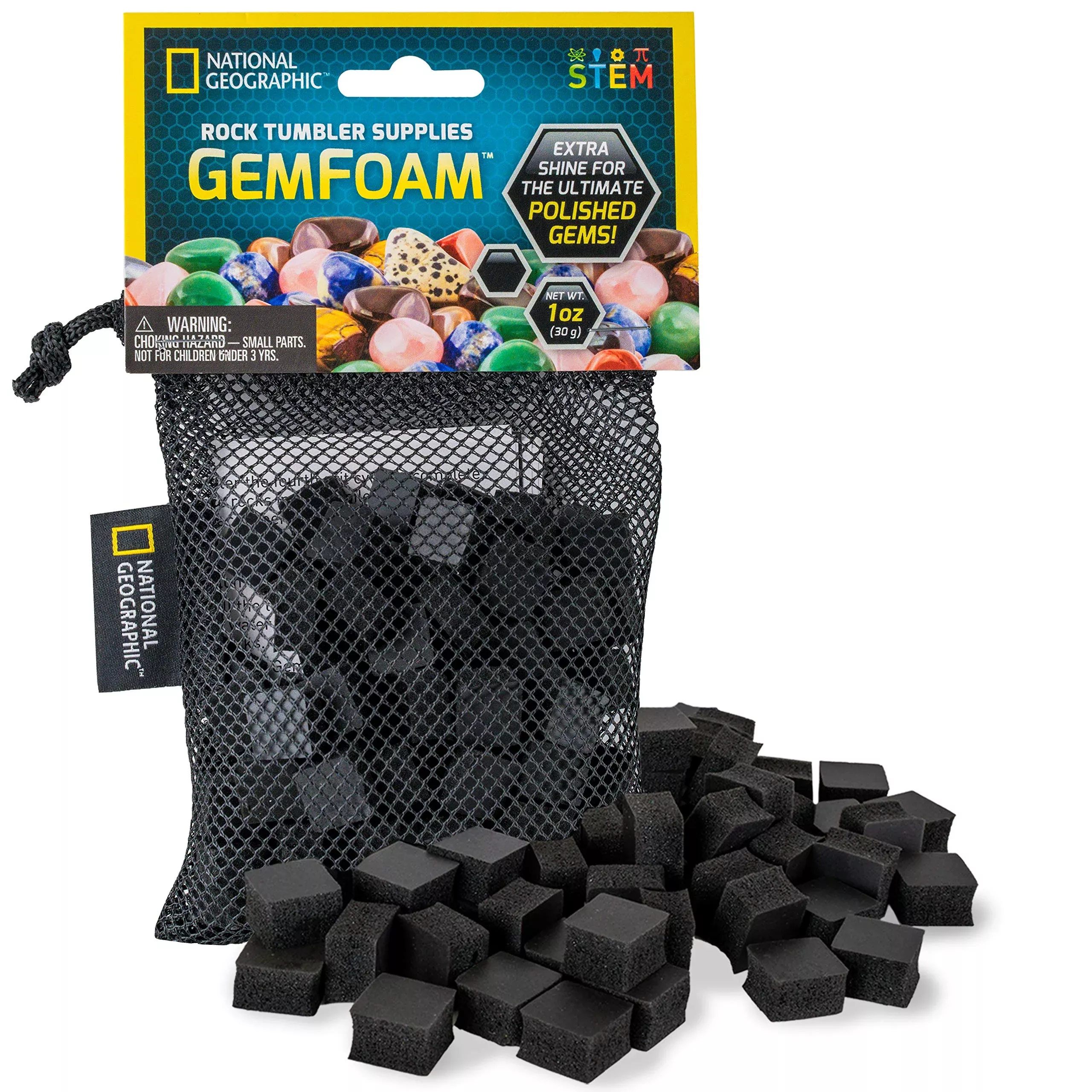 NATIONAL GEOGRAPHIC GemFoam Rock Polishing Media, Medium, Black