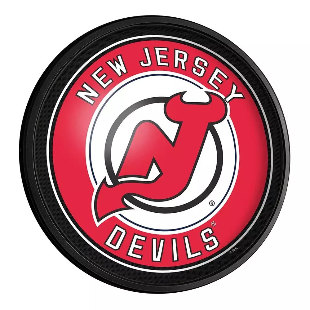 New Jersey Devils: Round Slimline Lighted Wall Sign
