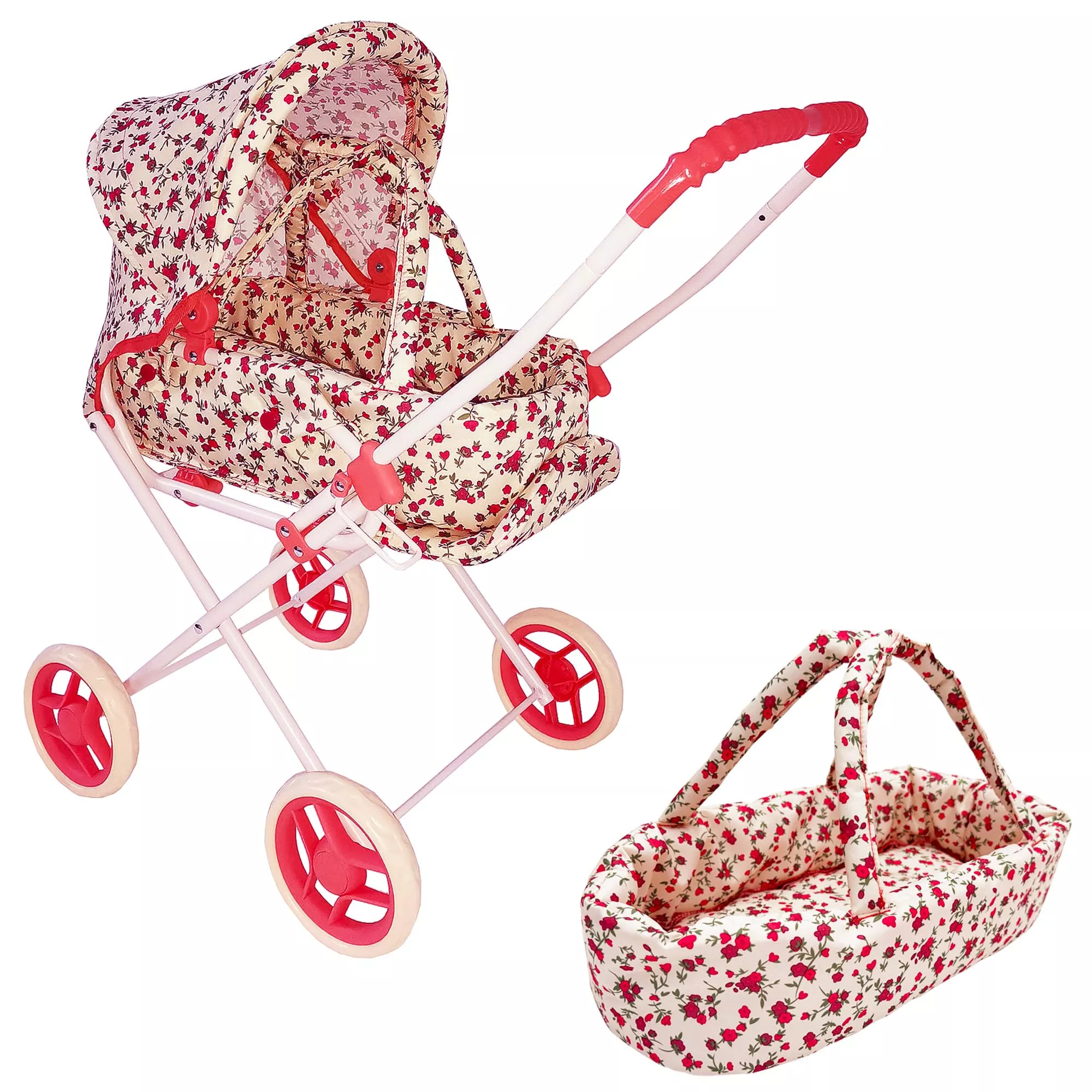 The New York Doll Collection 3-in-1 Doll Stroller Floral 25"x10"x