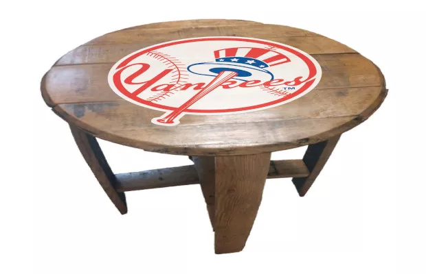New York Yankees Oak Barrel Table For Sale – Game Room Gorilla