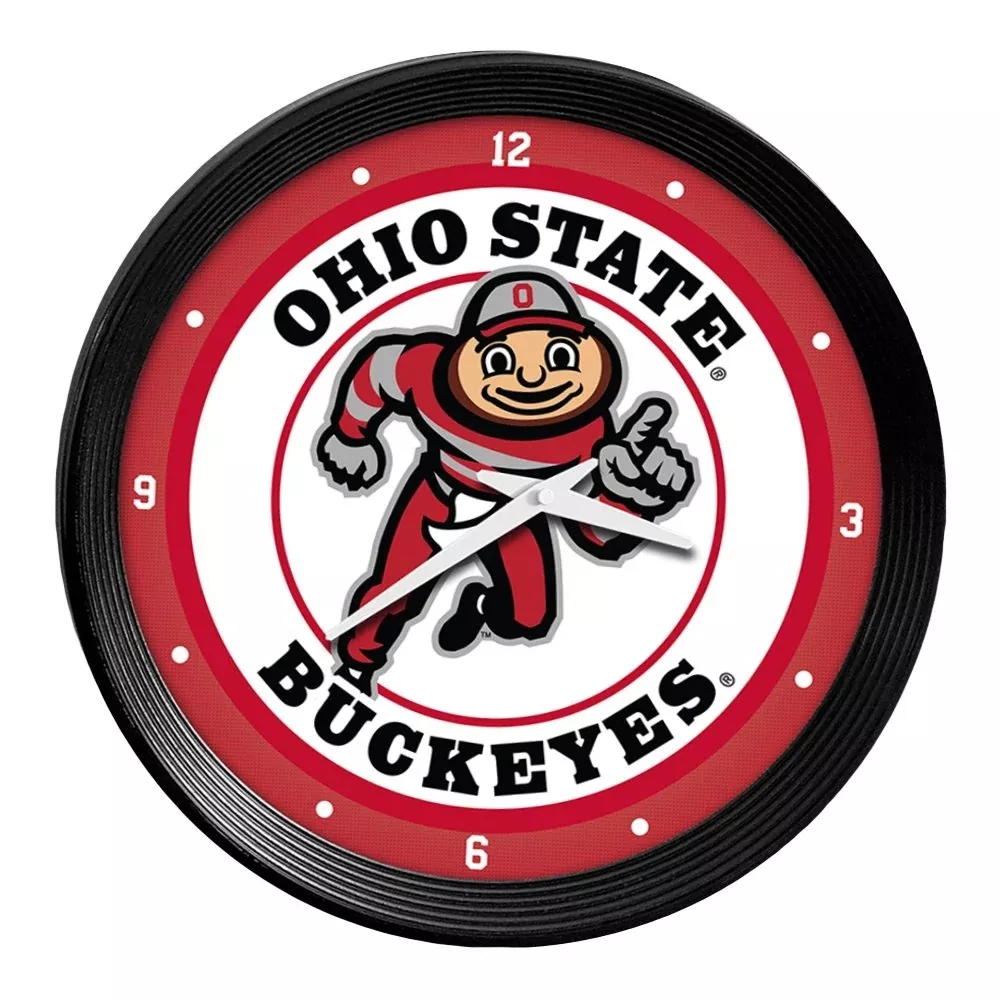 Ohio State Buckeyes: Brutus - Ribbed Frame Wall Clock