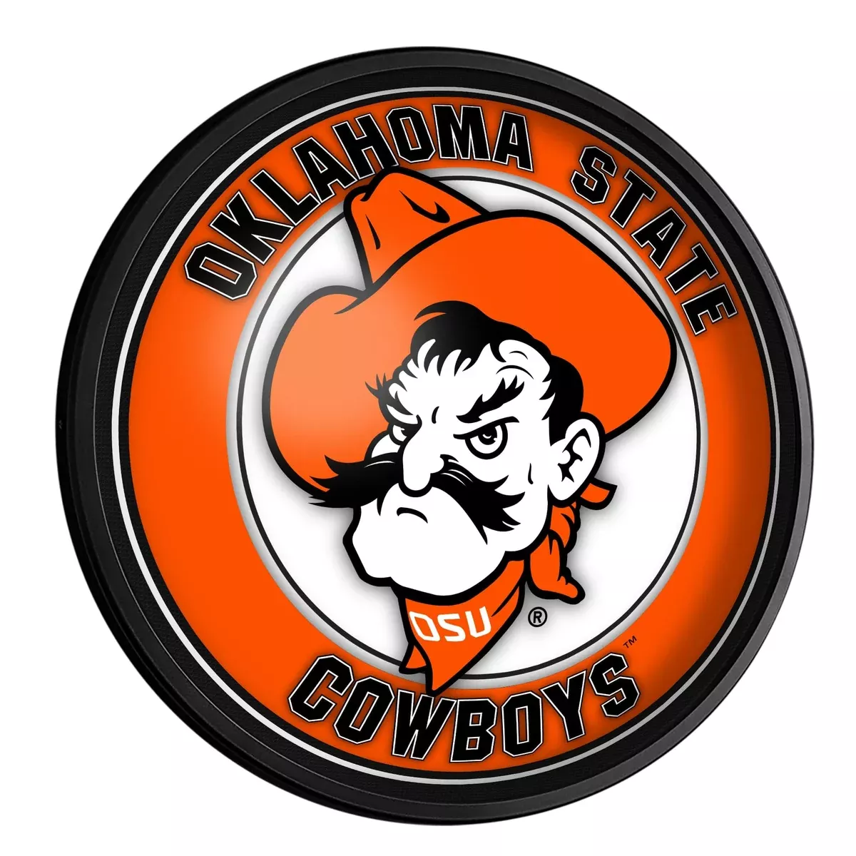 Oklahoma State Cowboys: Pete - Round Slimline Lighted Wall Sign