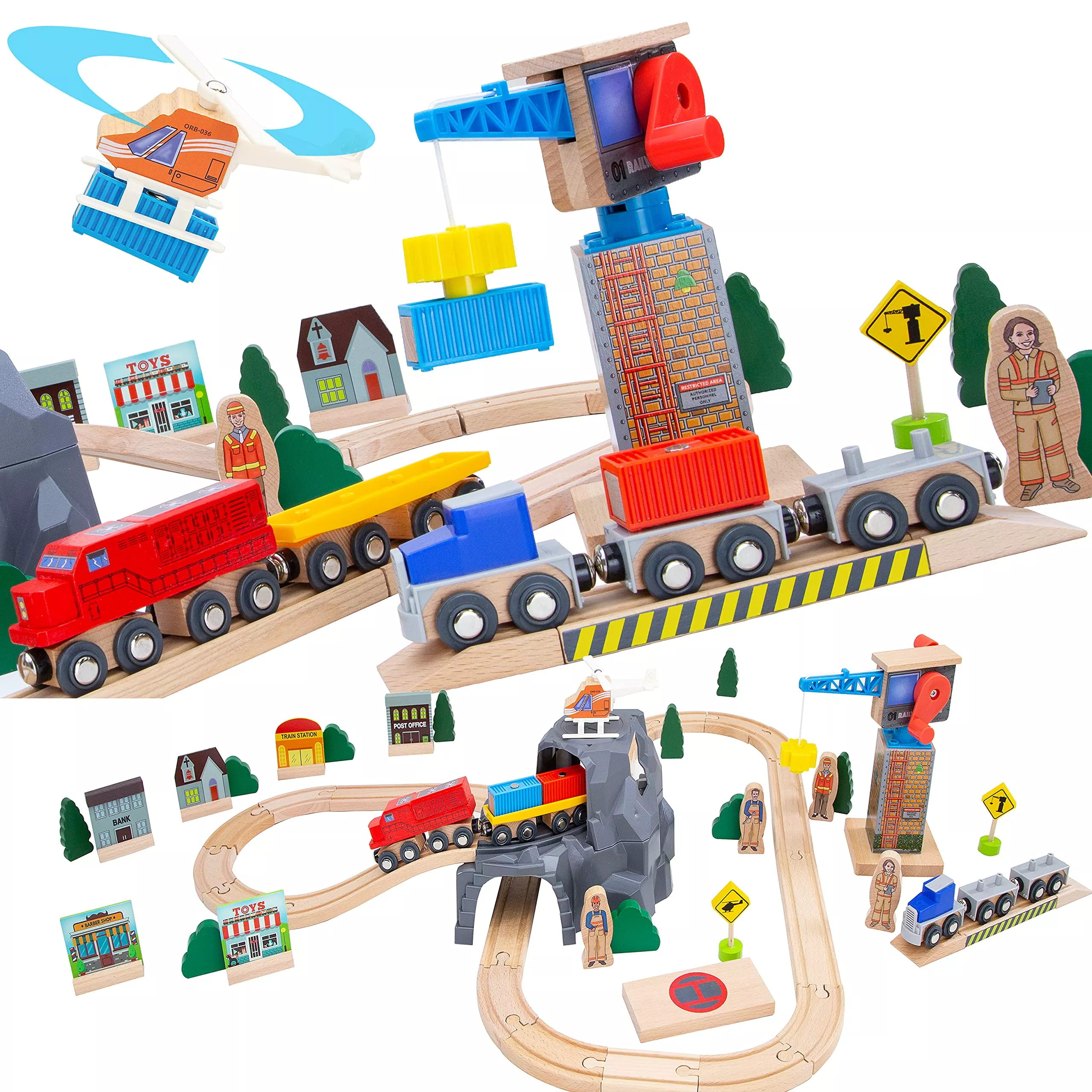 Orbrium Magnetic Crane Construction Train Set for Kids, Large, Multicolor