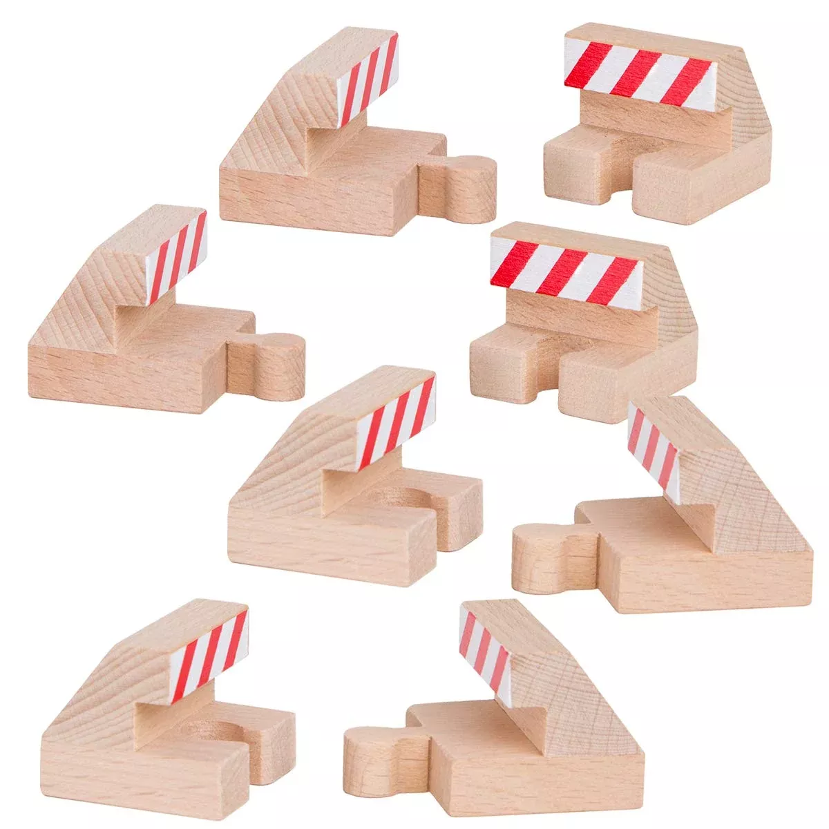 Orbrium Track End Bumpers - 8 Pieces Solid Beech Wood for Trains