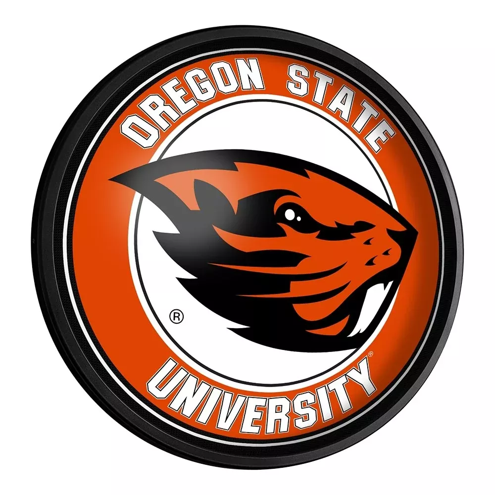 Oregon State Beavers: Round Slimline Lighted Wall Sign