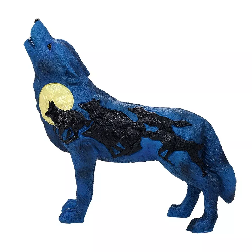 Pacific Giftware Hand-Painted Wolf Sculpture 6.25" Multicolor