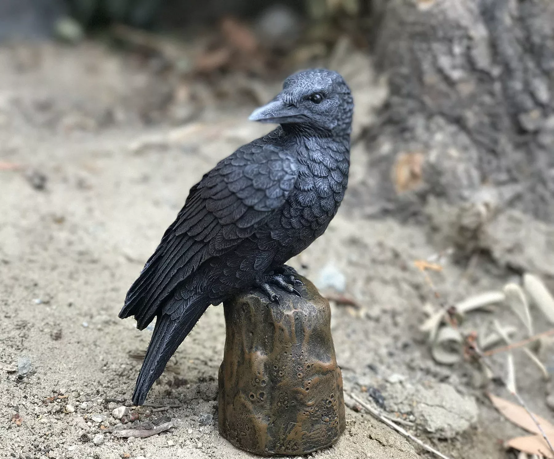 Pacific Giftware Raven Figurine 6" Tall Black Resin Decorative Statue