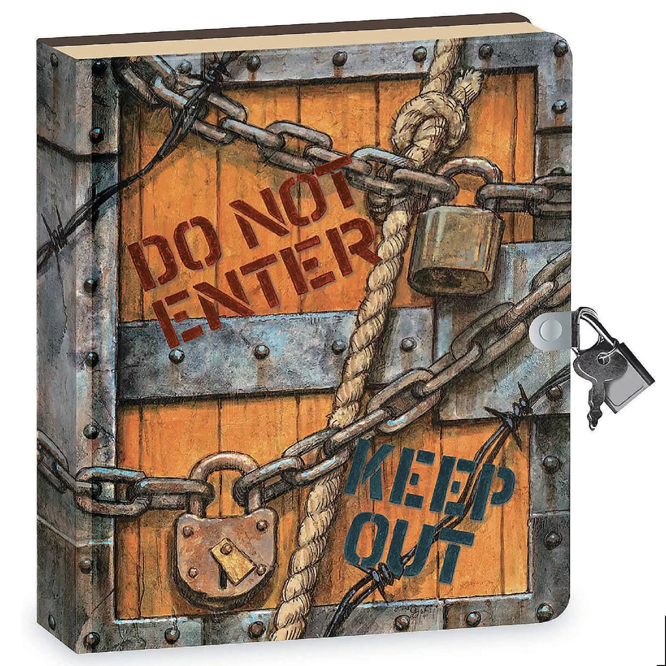 Peaceable Kingdom Do Not Enter Diary with Lock and Key, Multi, 5.5"x