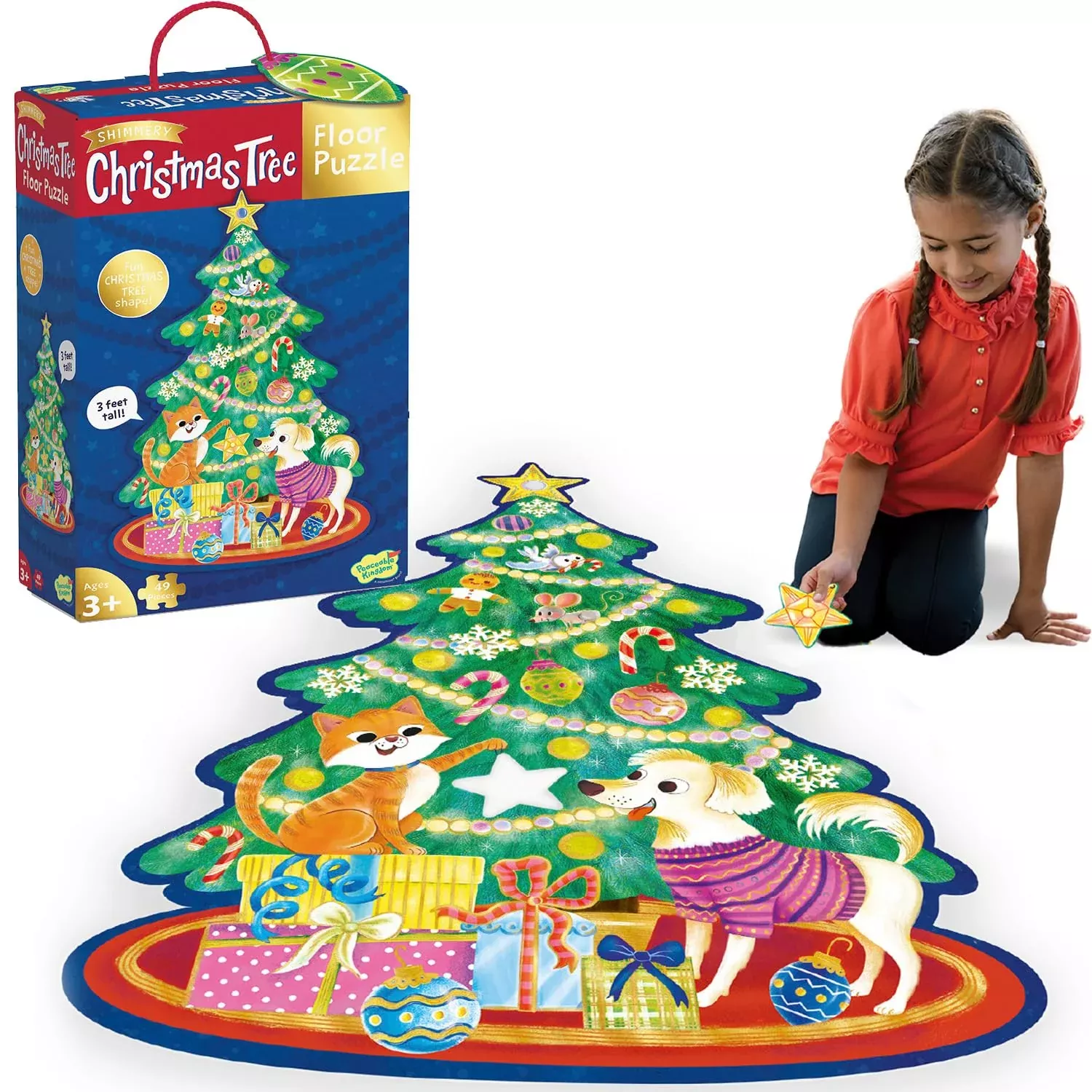 Peaceable Kingdom Giant Christmas Puzzle for Kids - 49 Pieces