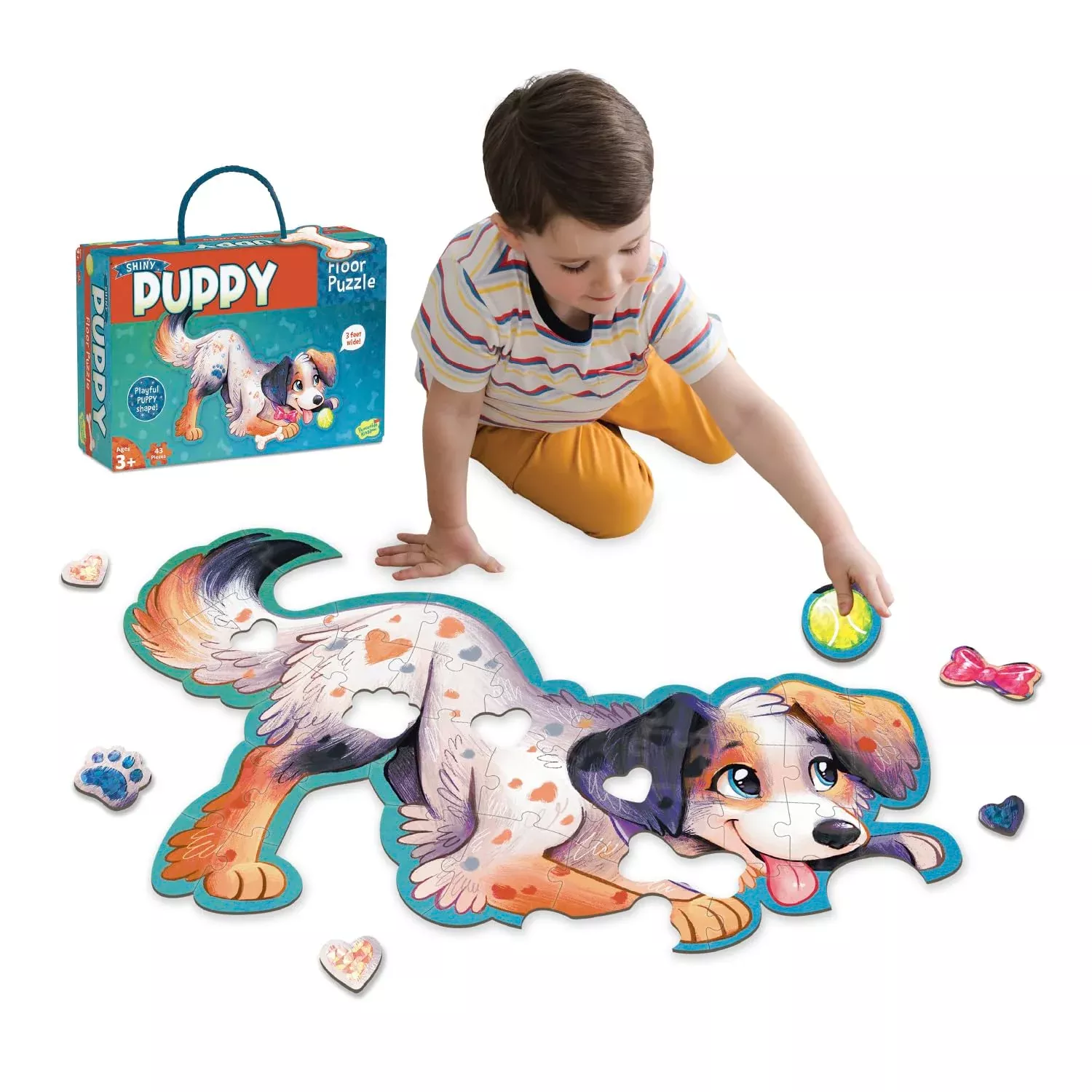 Peaceable Kingdom Puppy Floor Puzzle Large Gold 43 Pieces
