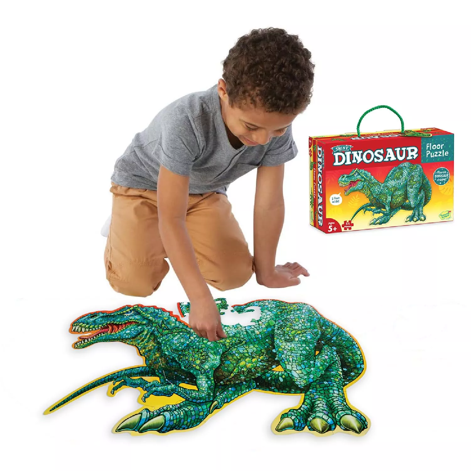 Peaceable Kingdom Shimmery Dinosaur Floor Puzzle 3ft 51 Pieces