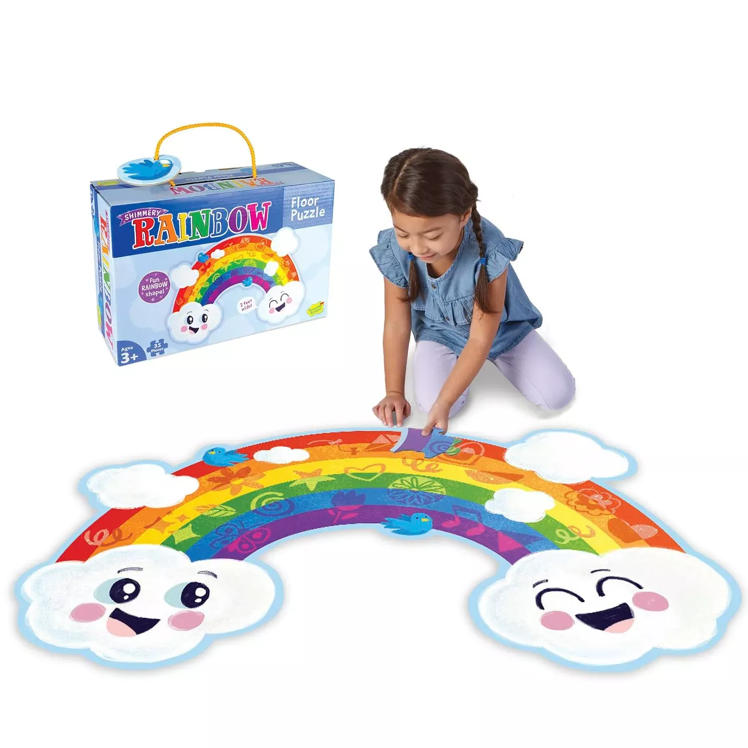 Peaceable Kingdom Shimmery Rainbow Floor Puzzle 35 Pieces 3ft Multi
