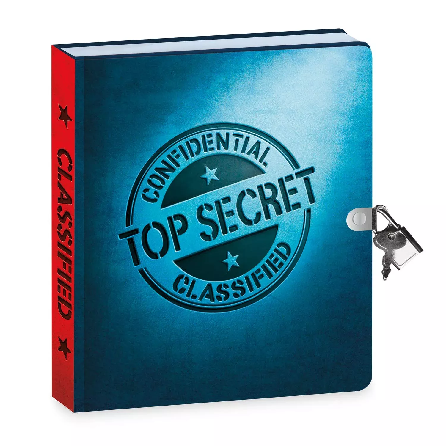 Peaceable Kingdom Top Secret Diary with Lock and Key, Blue, 5.5"x6