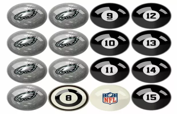 Philadephia Eagles Billiard Balls With Numbers For Sale – Game Room Gorilla