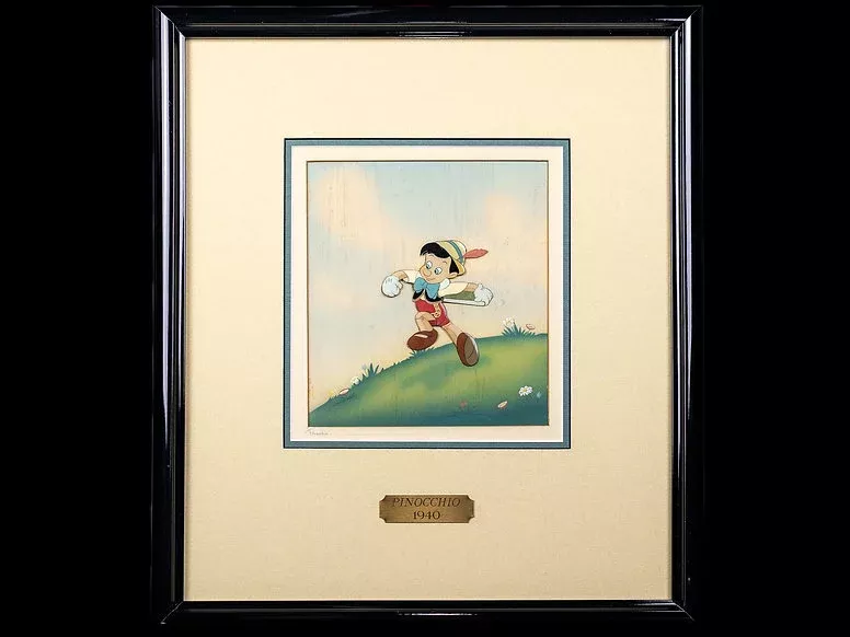 Pinocchio Production Animation Cel with Courvoisier Background 1940 Di