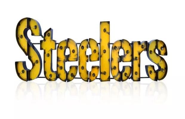 Pittsburgh Steelers Lighted Recycled Metal Sign For Sale – Game Room Gorilla