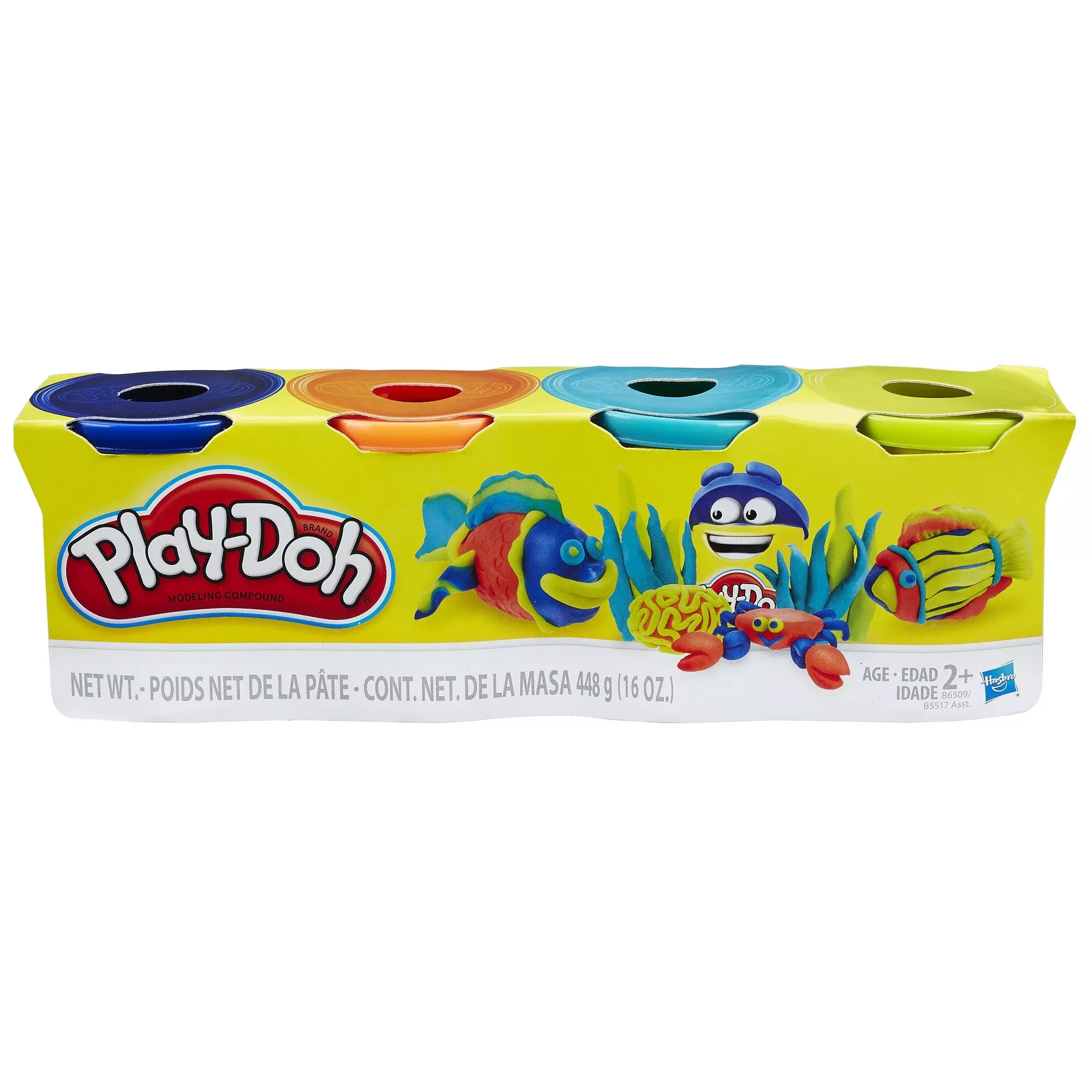 Play-Doh Classic 4-Pack Play Dough Kit 112g Dark Blue, Orange, Neon