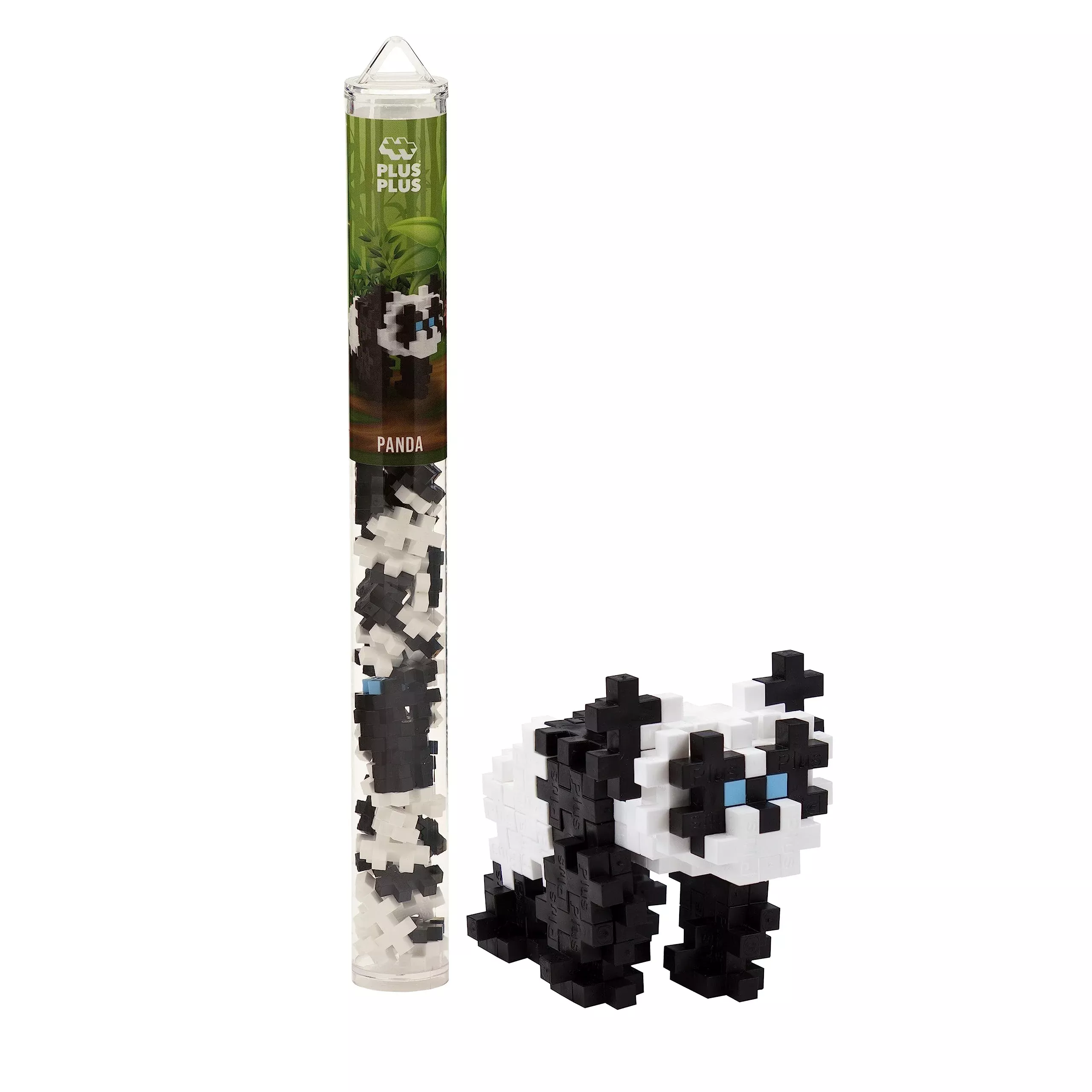 Plus Plus 3D Animal Figure Building Block Set, 70 Mini Interlocking Puzzle Pieces, Fun Stem Toys For Kids - Panda Maker Tube