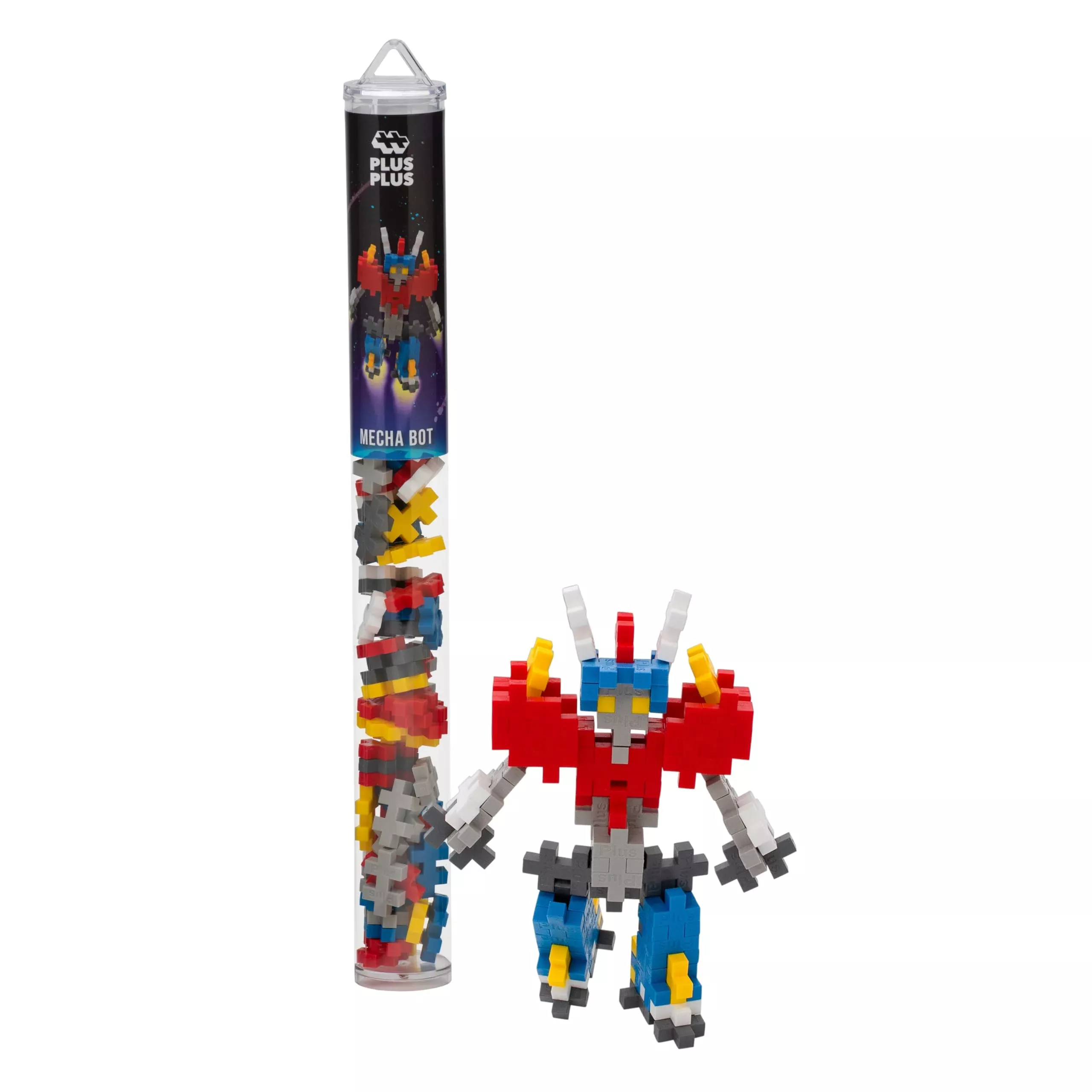 Plus Plus 3D Puzzle Stem Figure Building Block Kit, Science Toy For Kids, 70 Interlocking Pieces- Mecha Robot Mini Maker Tube