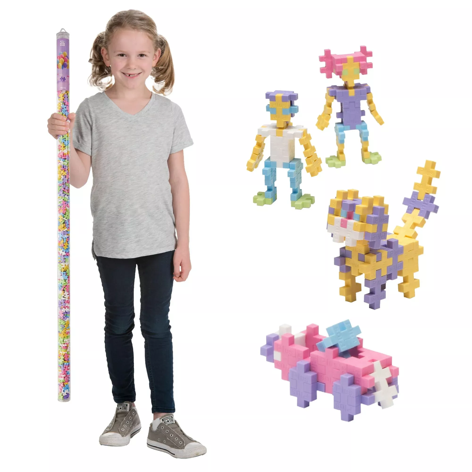 Plus Plus 500 Piece Interlocking Building Block 3D Puzzle Kit, Kids Stem Connecting Toys - Pastel Color Mix