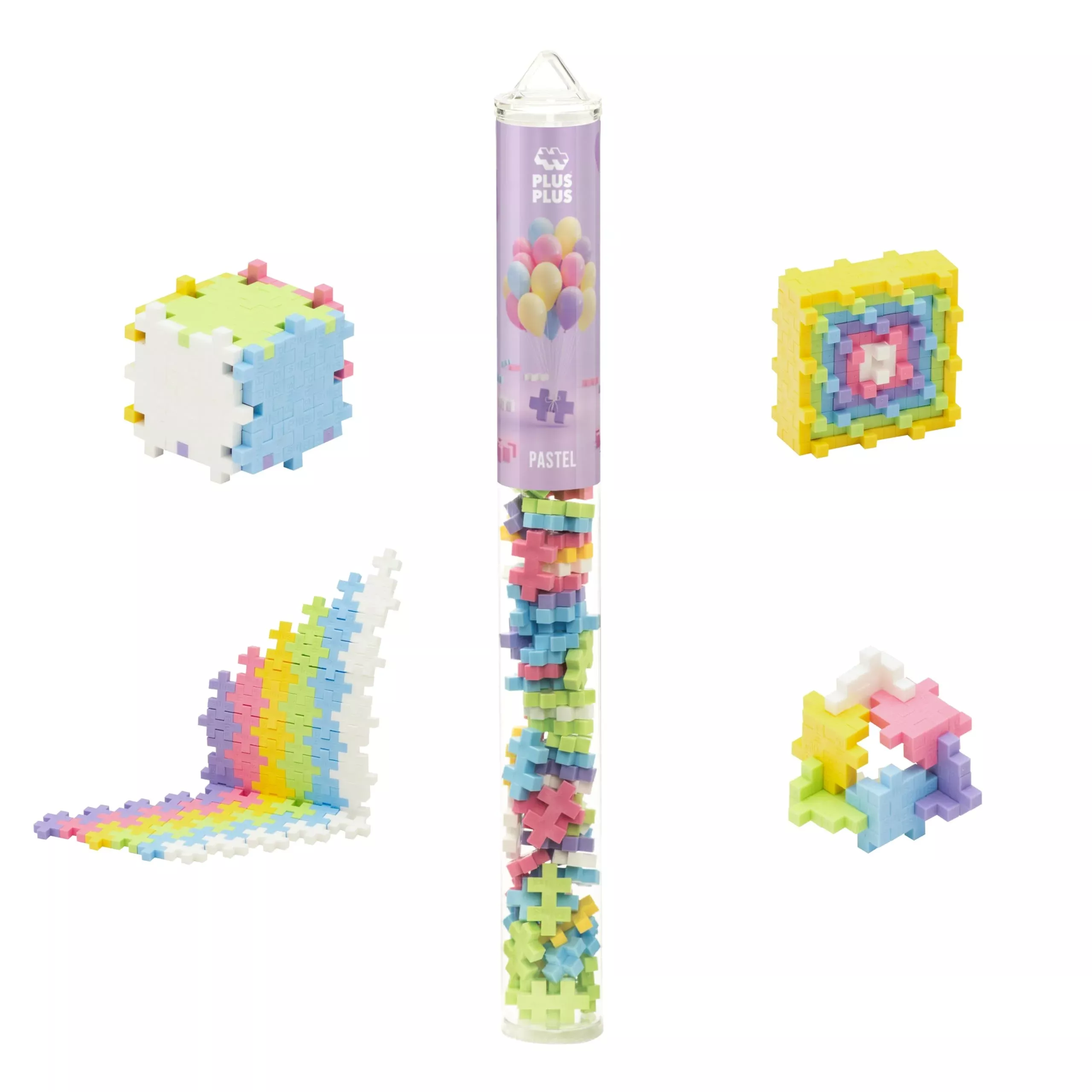 Plus Plus 70 Piece Interlocking Building Blocks For Kids, Open Ended Connecting Toys, Stem Bin Classroom Mini Manipulatives - Rainbow Mix Play Tube