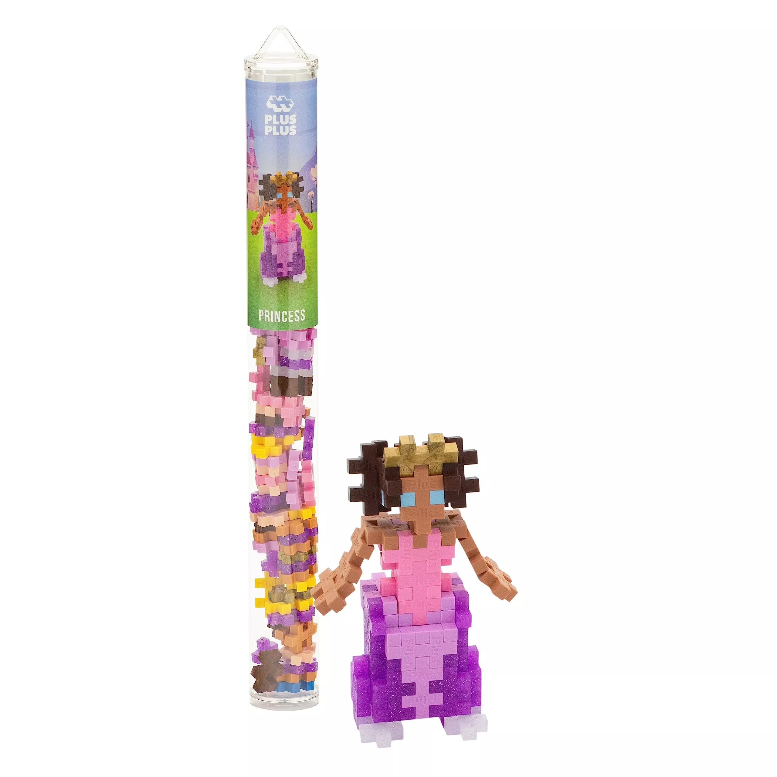 PLUS PLUS Create Your Own Princess 3D Building Kit, Pastel Pink, 70 pcs