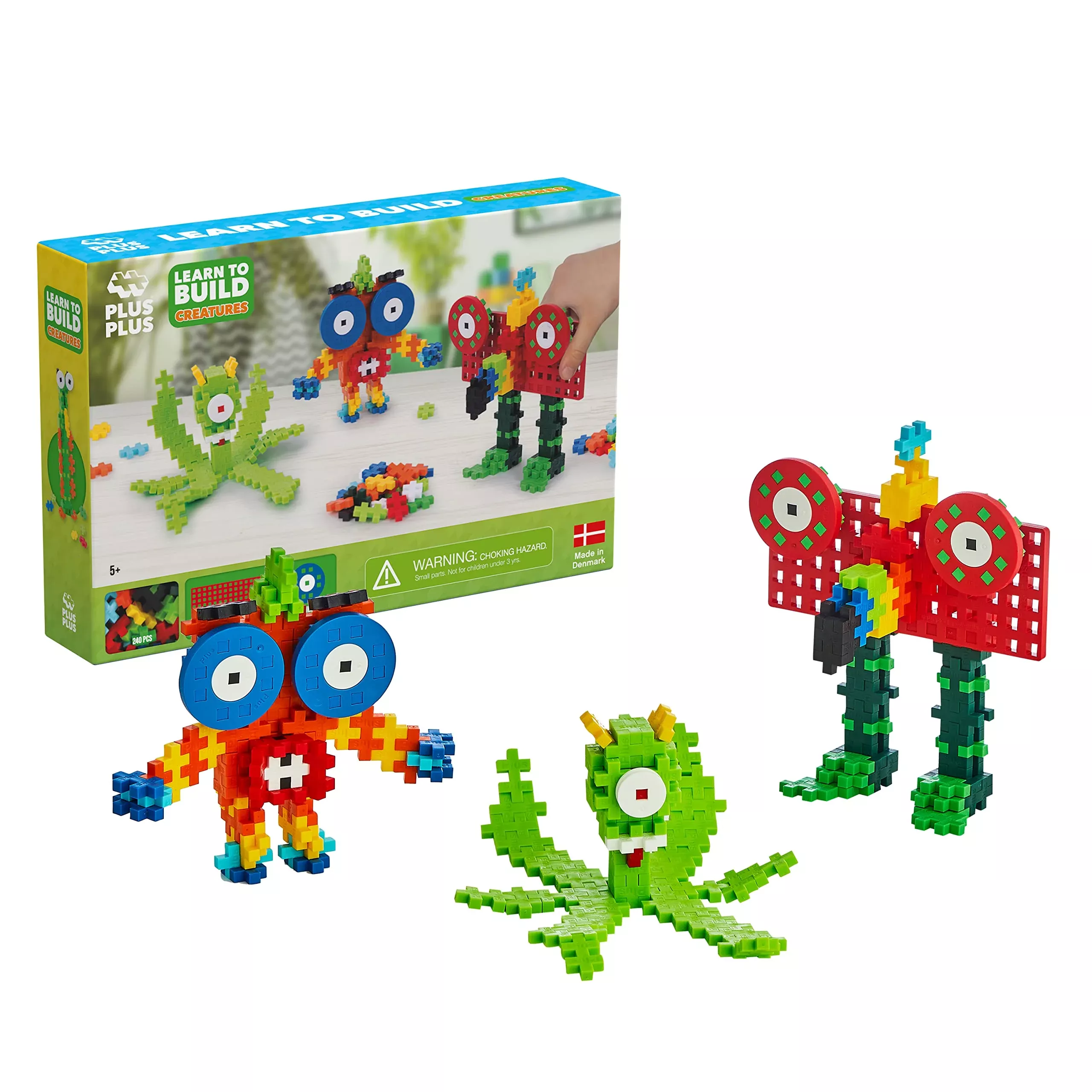 Plus Plus Learn To Build Set, 240 Mini Interlocking Building Blocks, 3D Puzzle Stem & Art Kit Playset - Creatures