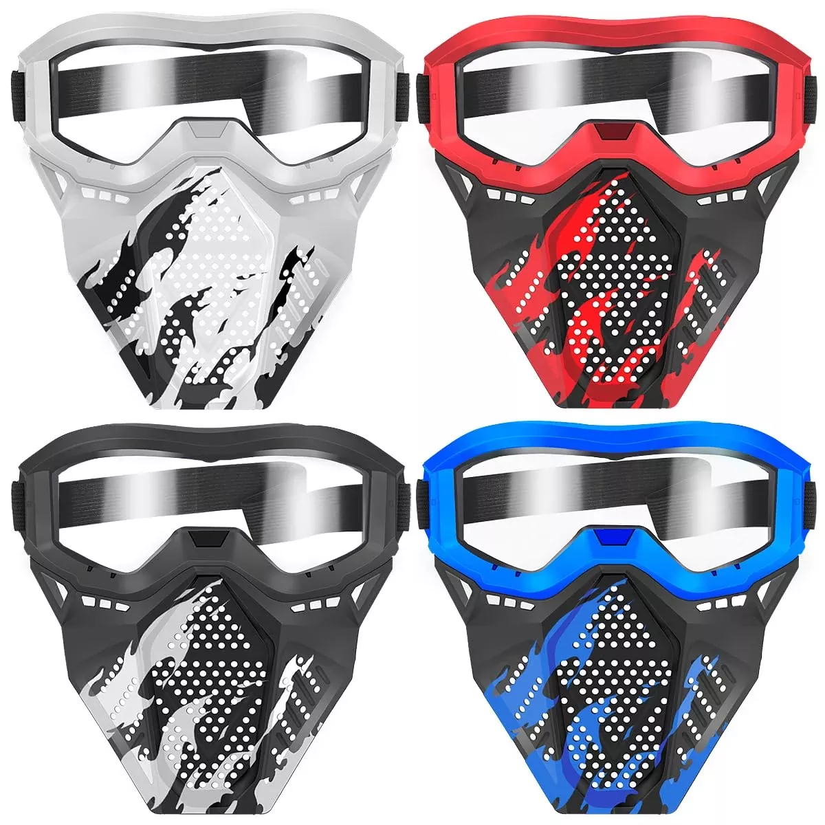 POKONBOY Tactical Mask 4 Pack for Nerf Blasters, 4 Color
