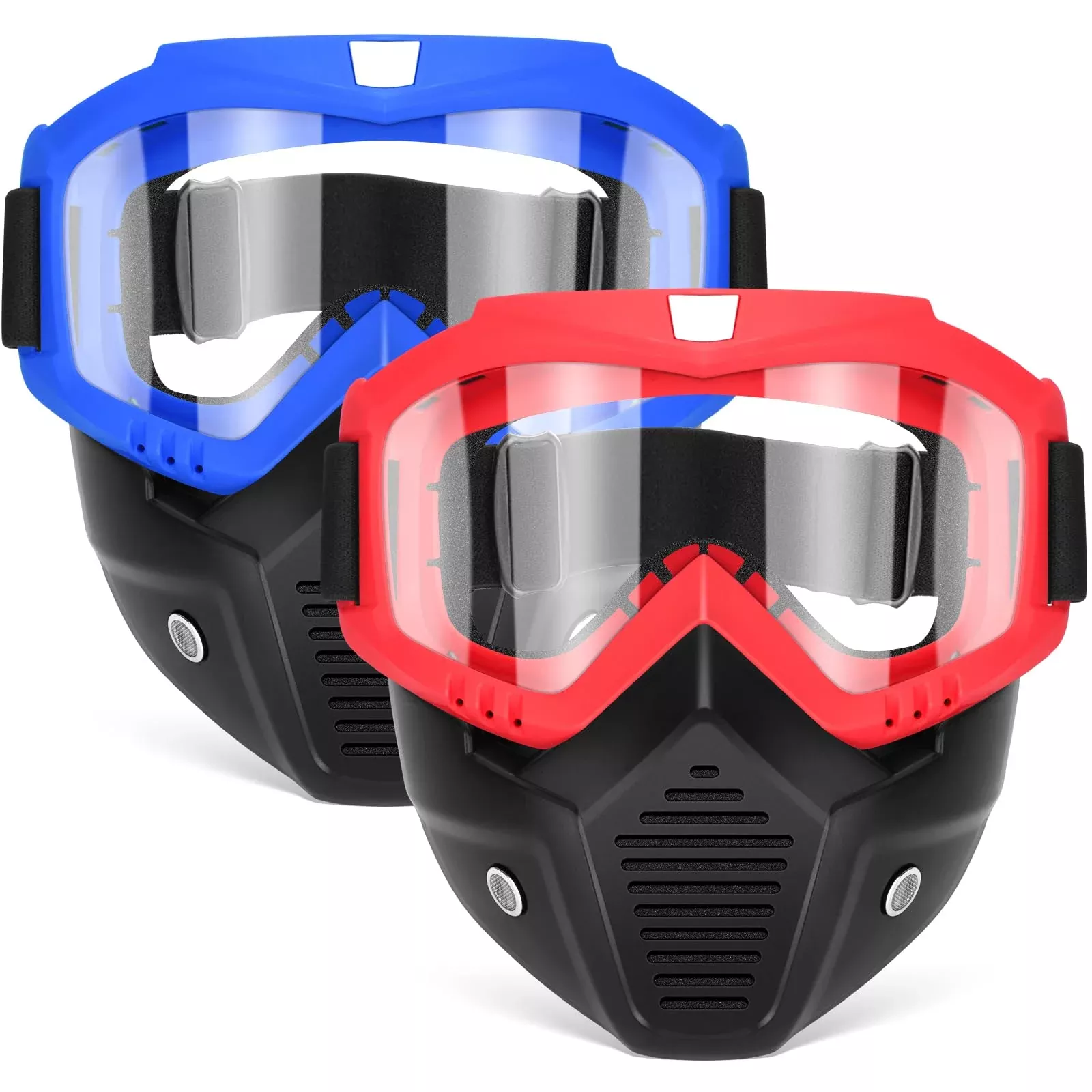 POKONBOY Tactical Masks with Goggles for Nerf Guns, Red & Blue,